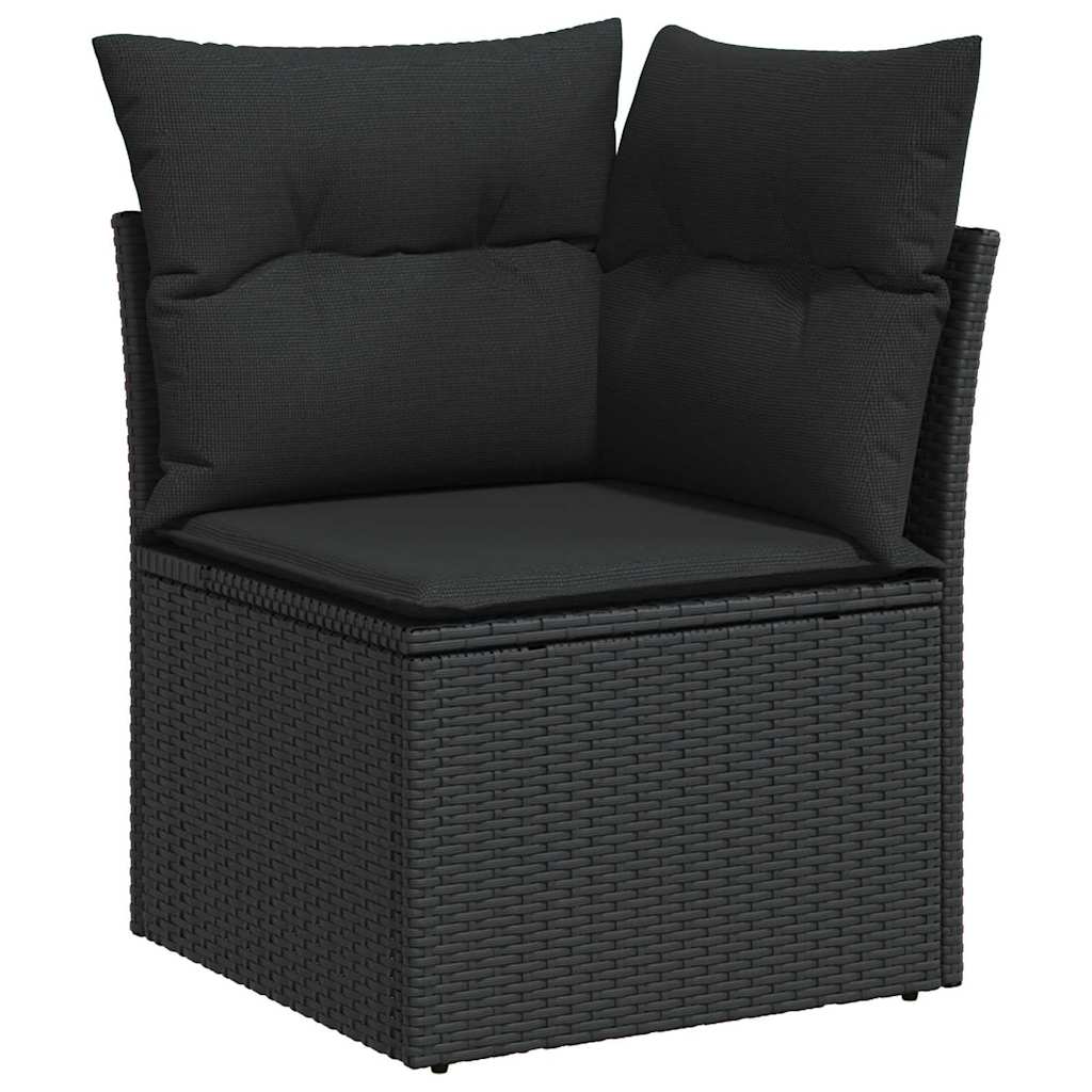 Garten-Sofa-Set mit Speicher 7 pcs Schwarz Poly Rattan